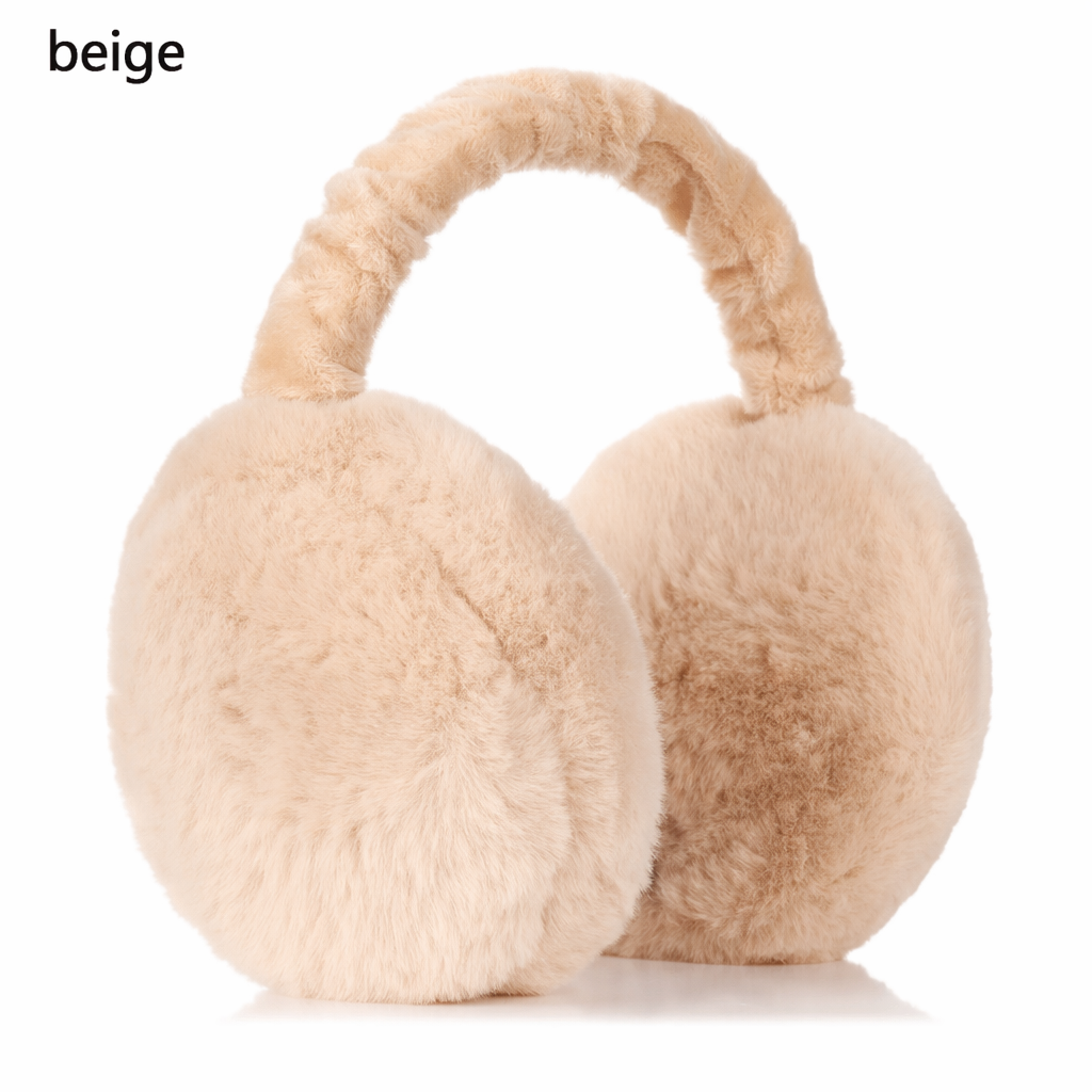Fuzzy Ear Warmers for Winter Beige