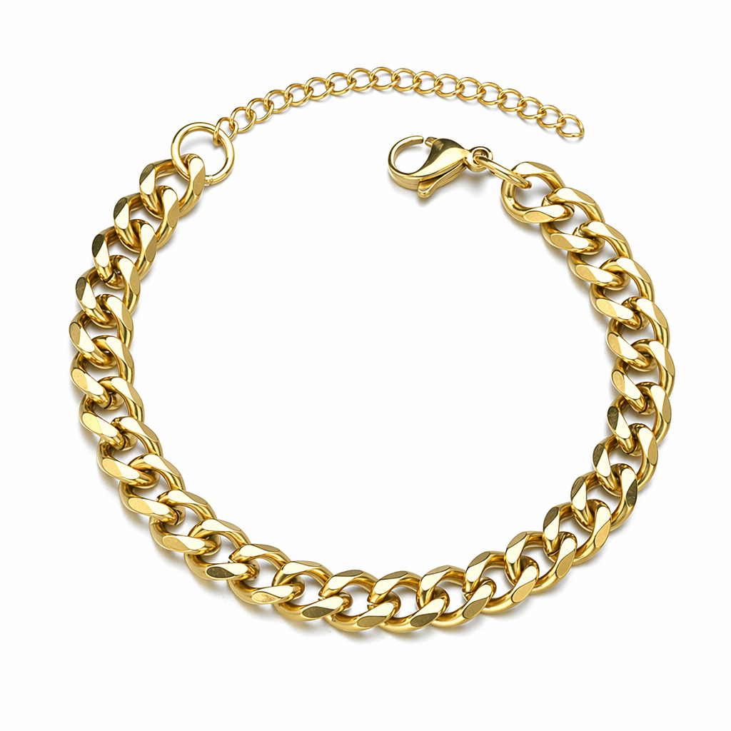Plated Bracelet with a Timeless Chain Design Gold