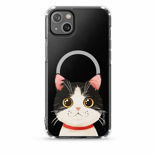 Clear Magnetic Tuxedo Cat Phone Case for iPhone Models Default