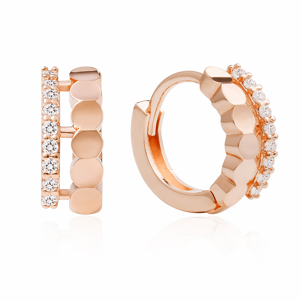 14K Gold Pin Sophia Crystal Small Hoop Earrings Default