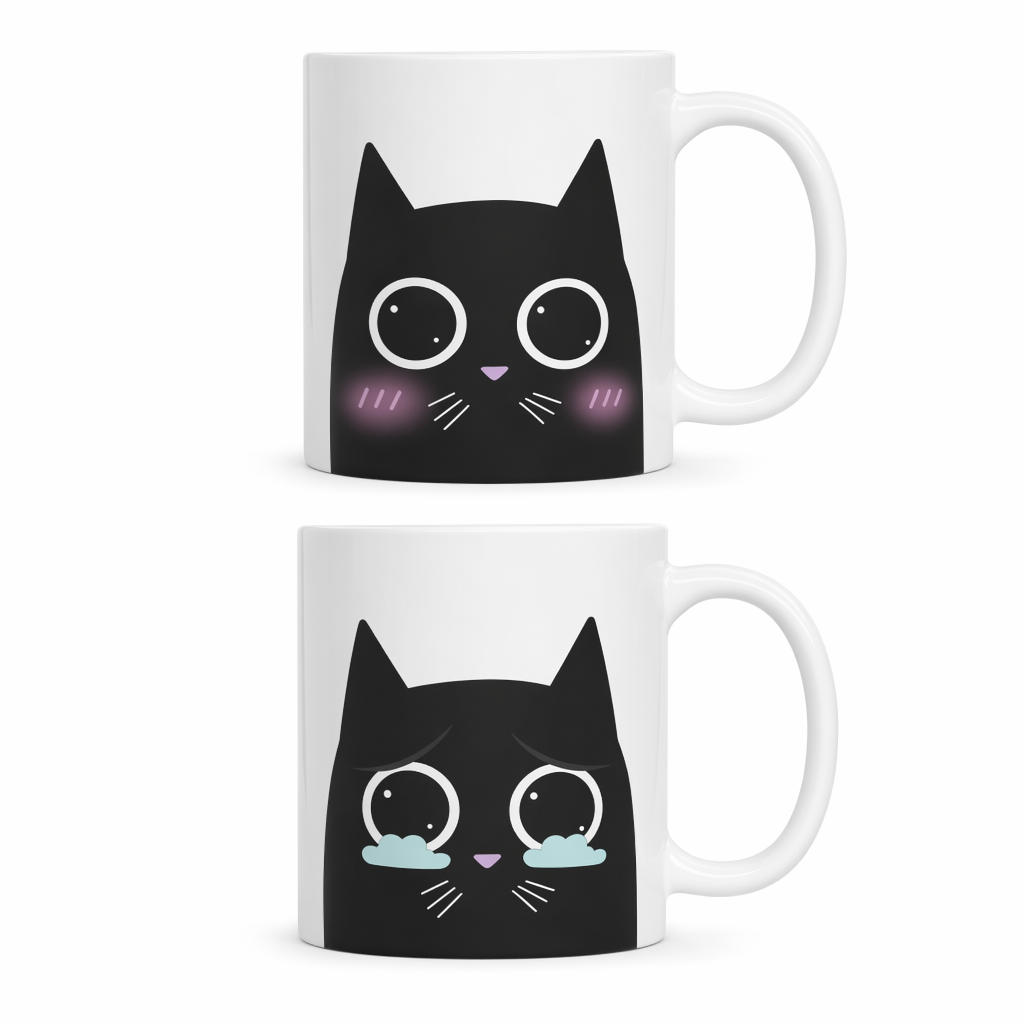 Emotive Feline White Mug Set - 2 Pieces Default