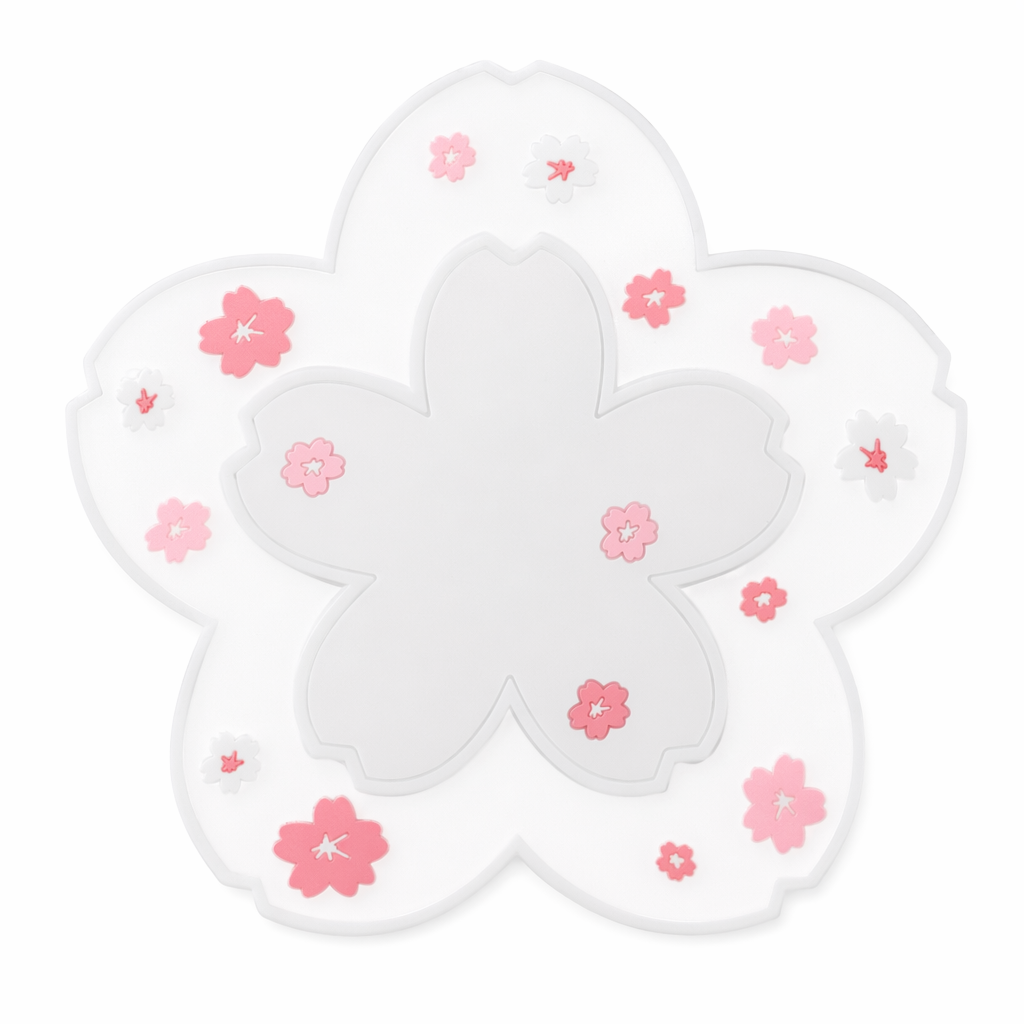 Kawaii Sakura Coffee Coaster - Silicone/Pink/White White L