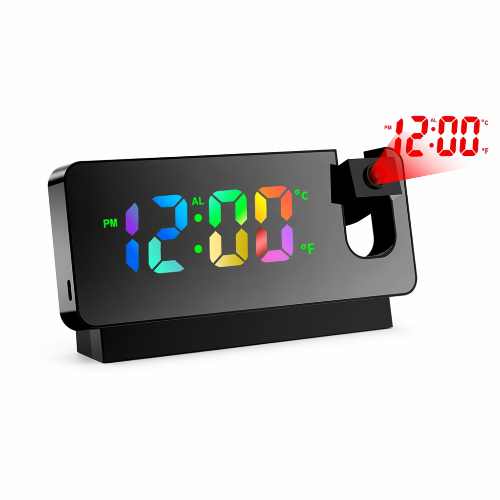 Digital Projection Alarm Clock with Adjustable LED Display Default