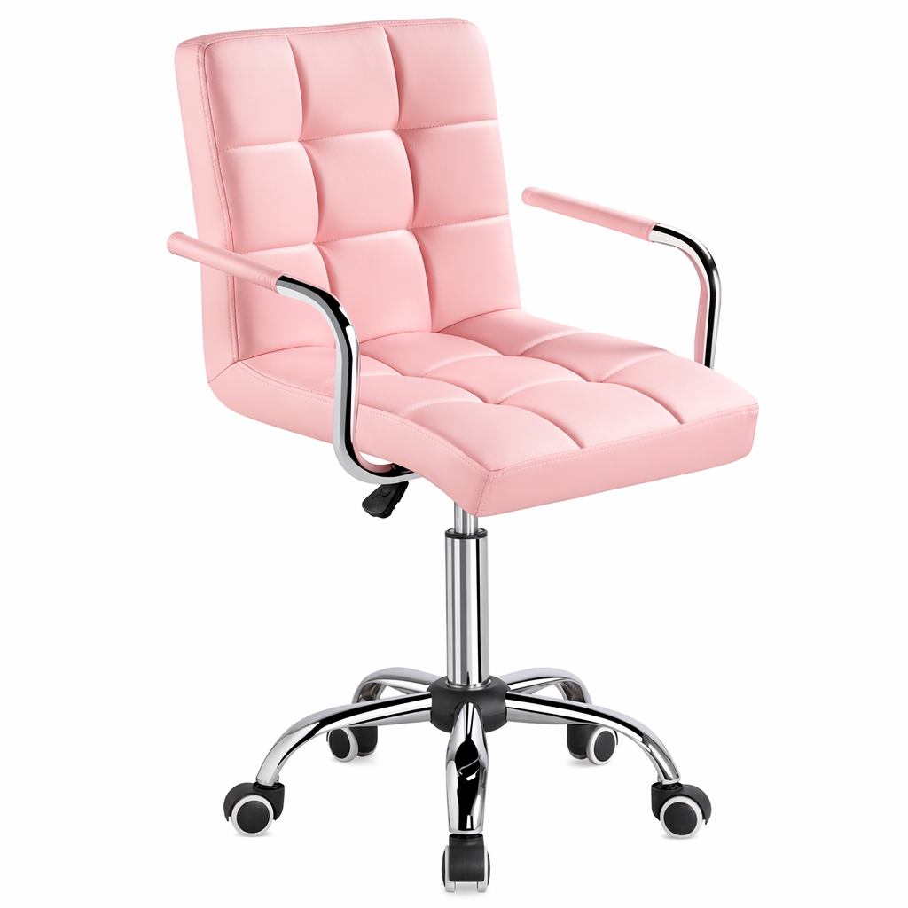 Contemporary Faux Leather Office Chair Pink