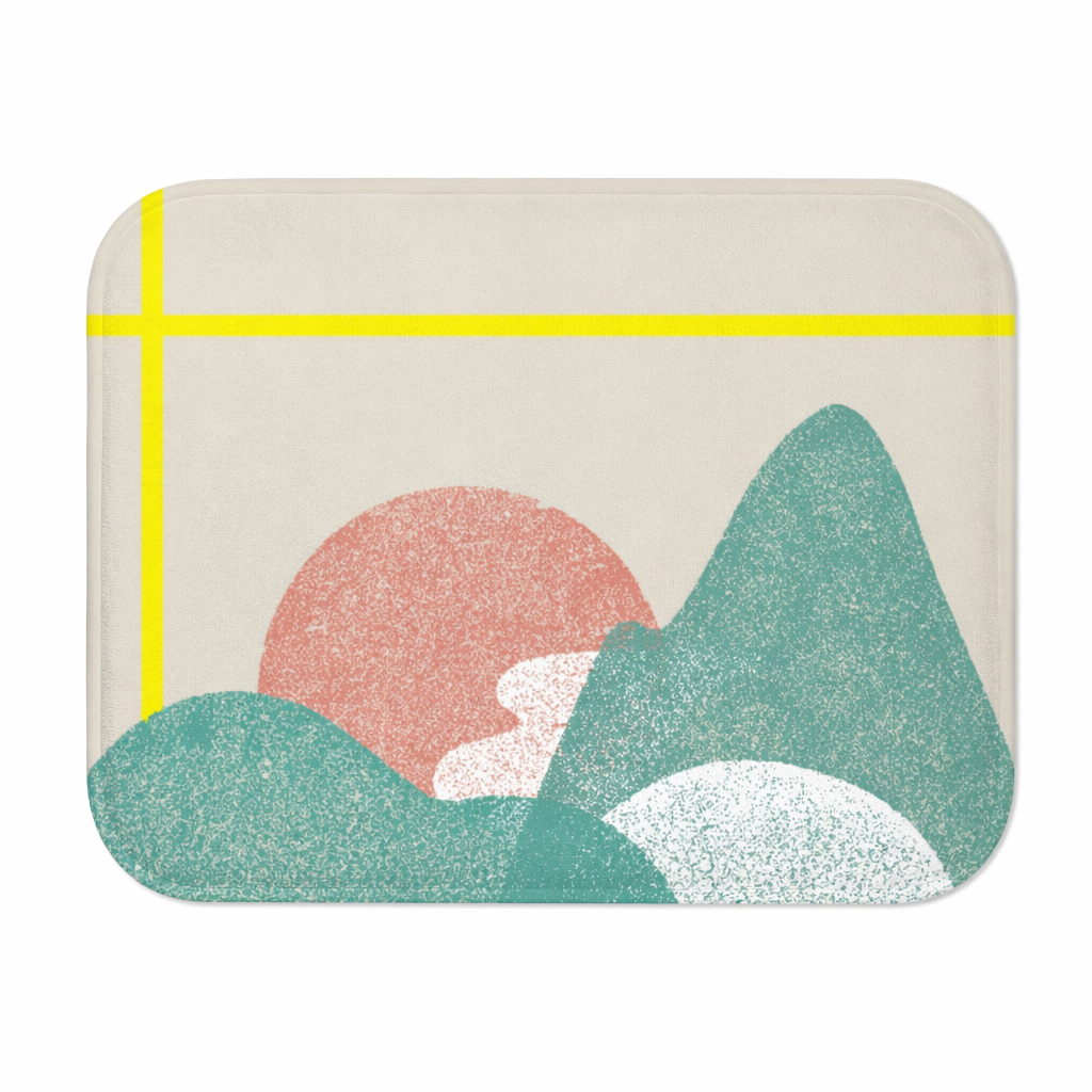 Yellow Striped Landscape Bath Mat for Home Decor Default
