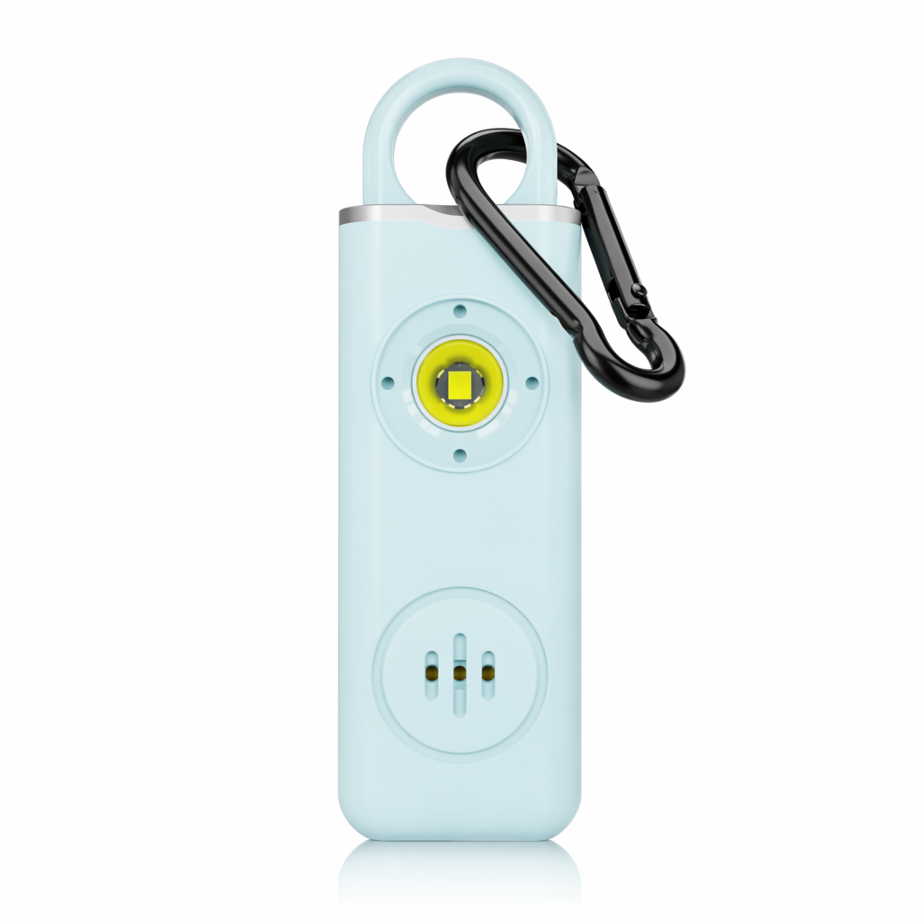 Siren Safety Alarm with Integrated LED Light for Personal Use Light Blue