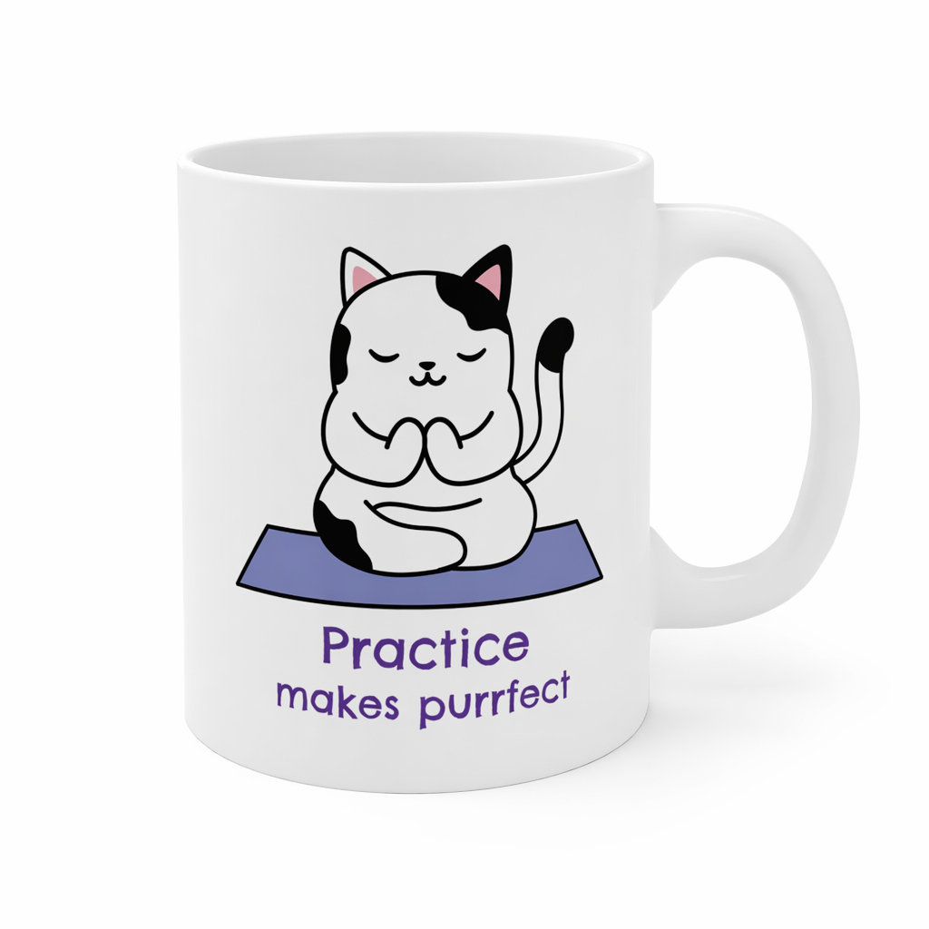 Practice Makes Purrfect - Yoga Themed Mug Default