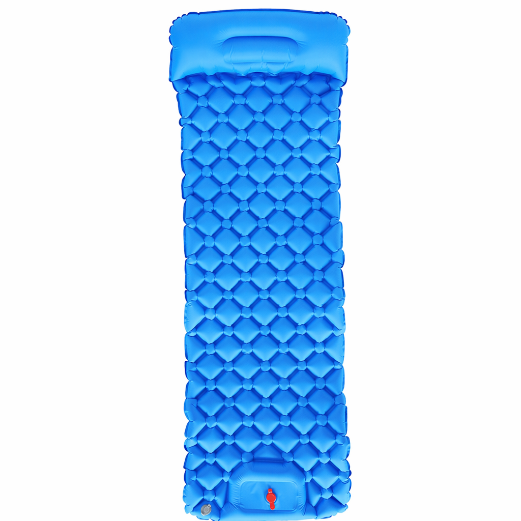 Inflatable Outdoor Mat with Pump and Neck Support Blue