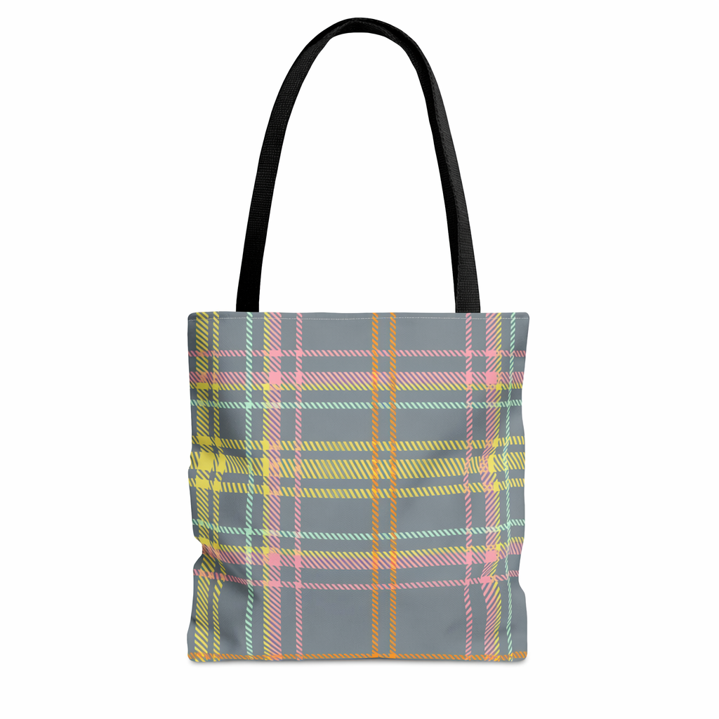 Yellow and Gray Checkered Tote Bag Default