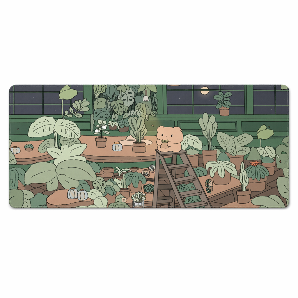 Green Plants Cute Kawaii Mousepad Default