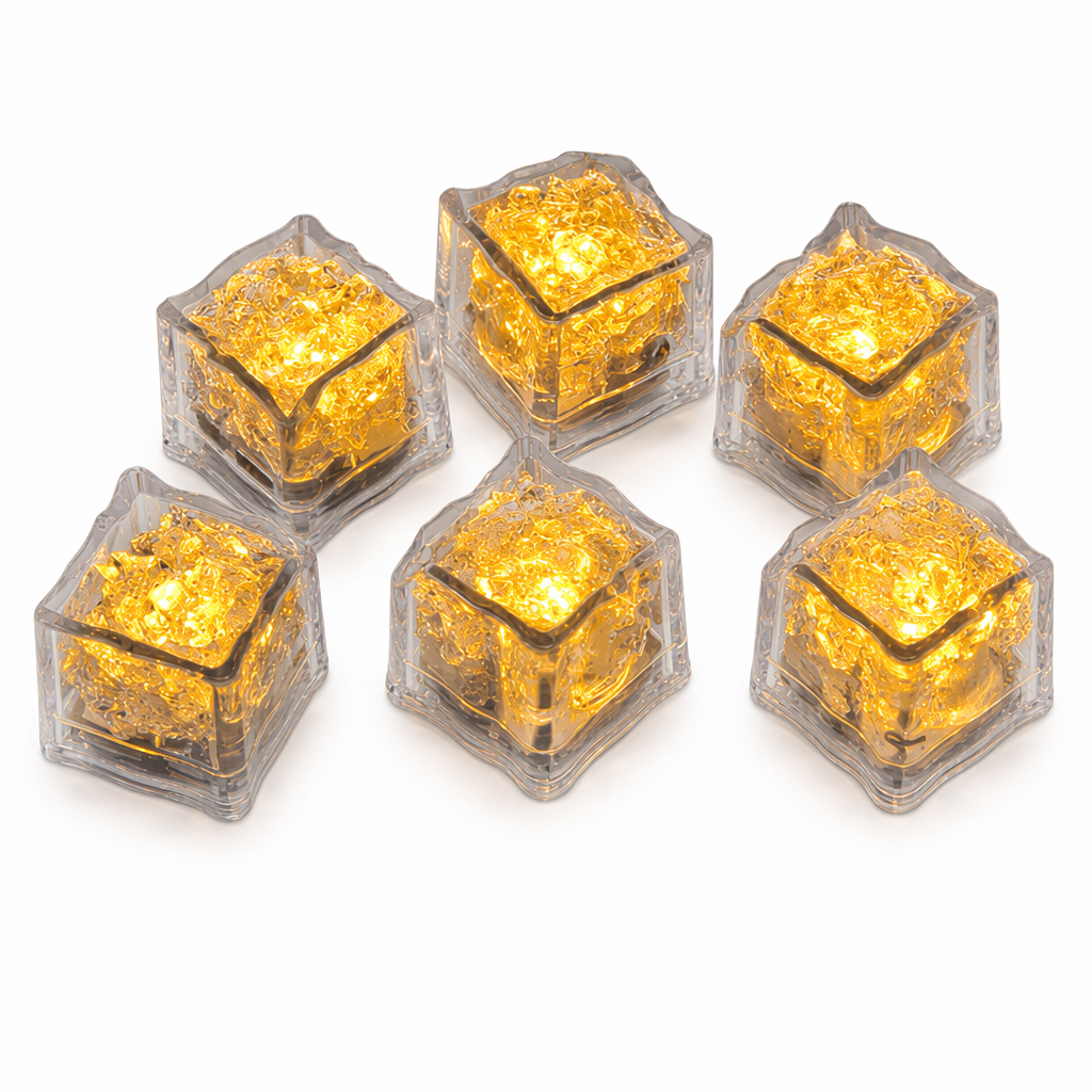 LED Ice Cube Party Set - 12 Pieces Yellow