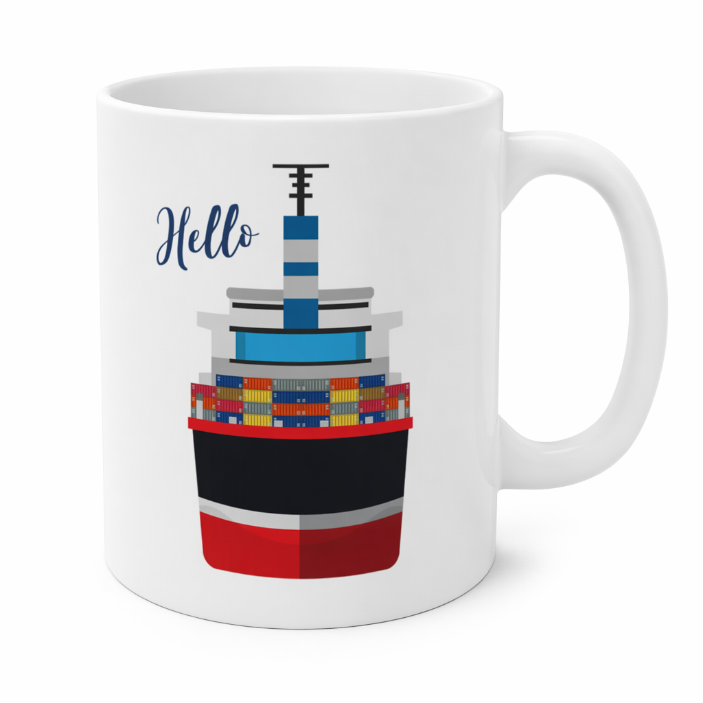 11oz Ceramic Mug - Cargo Vessel Container Ship Design Default
