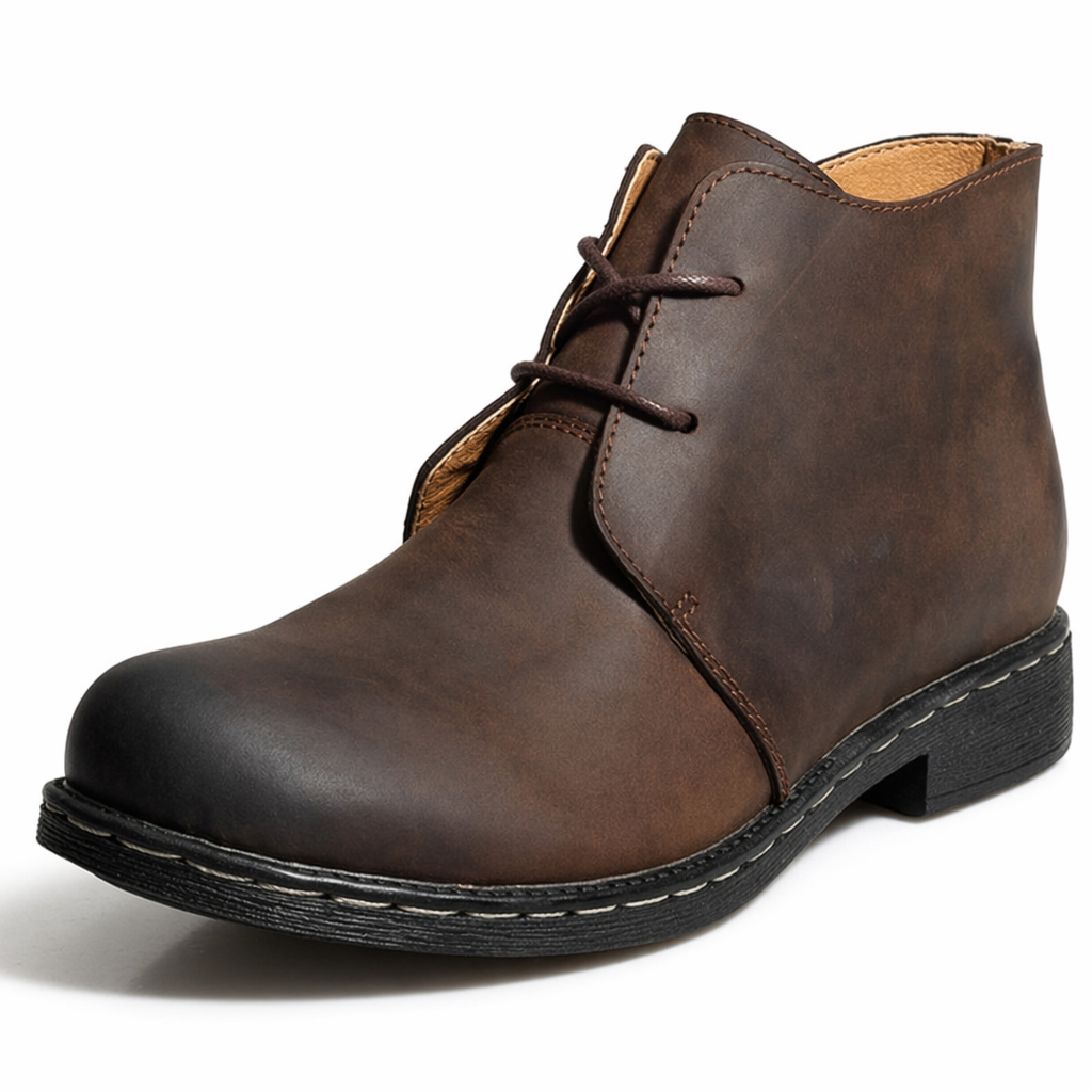 Classic Leather Ankle Boots for Men's Casual Wear Brown