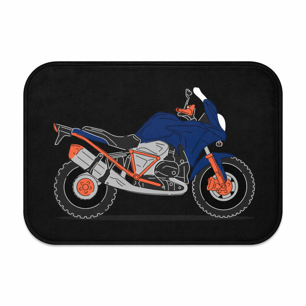 Motorcycle Bath Mat in a Striking Blue Shade Default