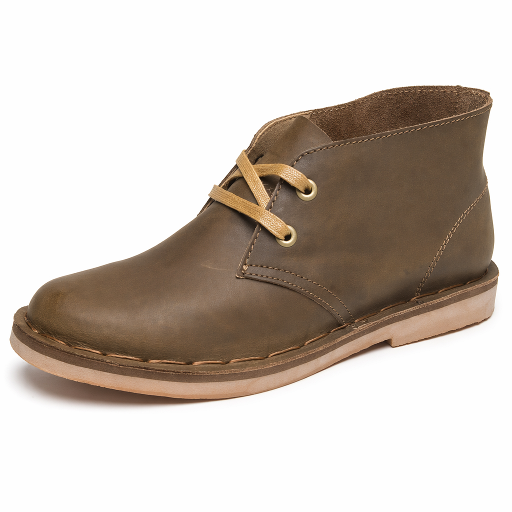 Casual Leather Ankle Boots for Men Brown
