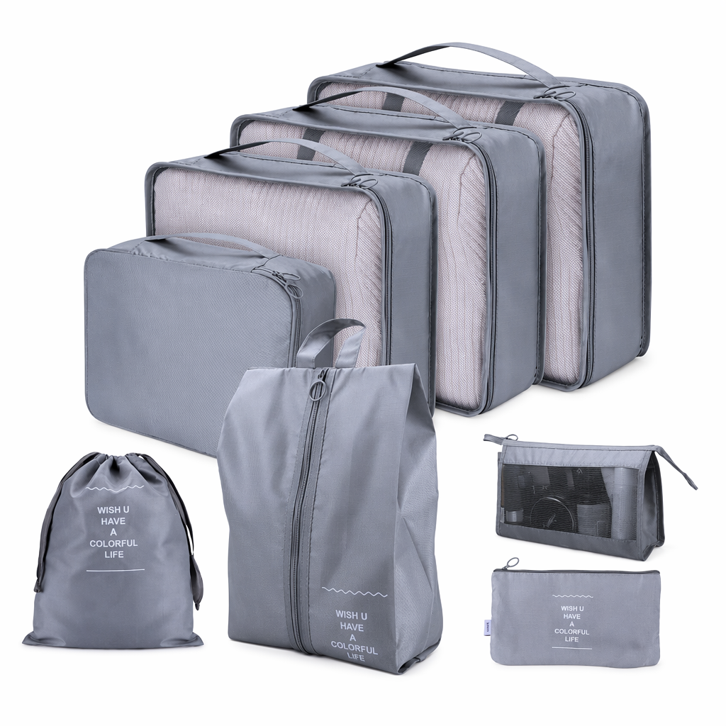 Rephrased Title: 
Set of 8 Waterproof Bags for Organizing and Storage Gray