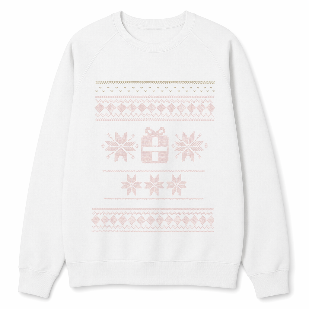 Festive Women's Faux Stitched Pullover for the Holidays White