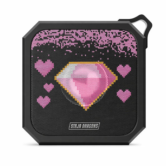 Retro Pixel Waterproof Bluetooth Speaker with Cute Dragon and Jewel Design Default