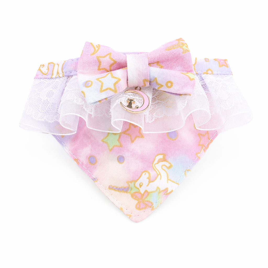 Cute Cat Bandana Collar with Charm Pink