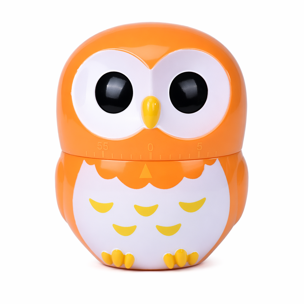 Cartoonish Owl Kitchen Timer Orange