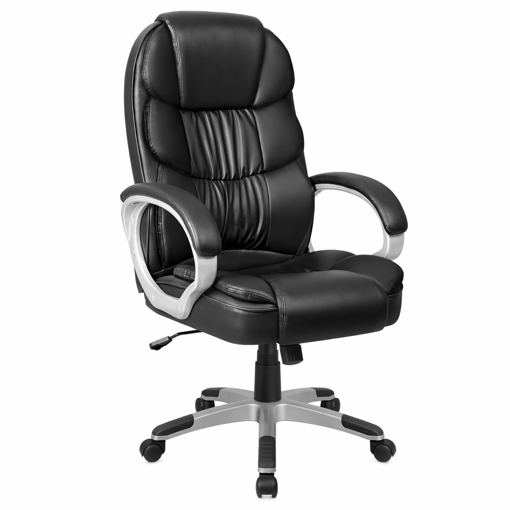 High Back Faux Leather Executive Office Chair in Black Default