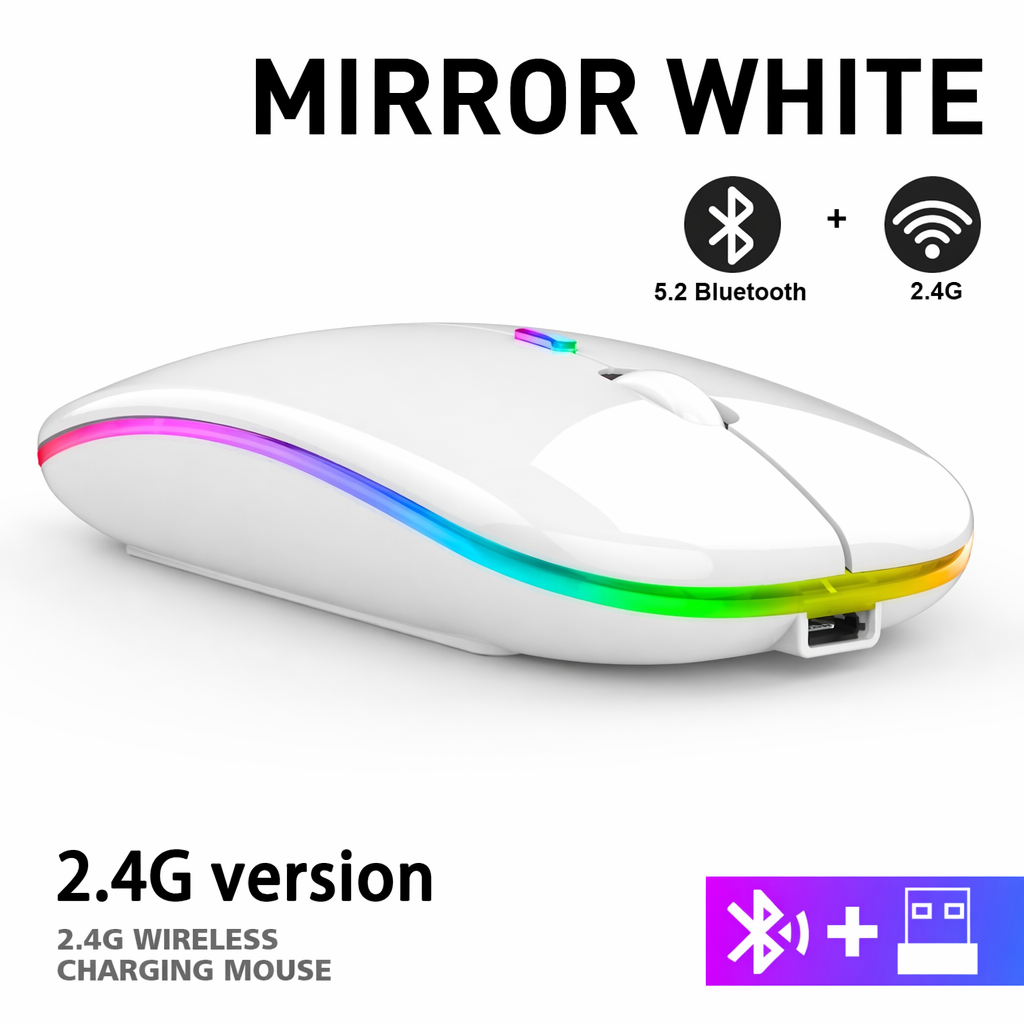 Wireless Bluetooth Mouse with RGB Functionality White