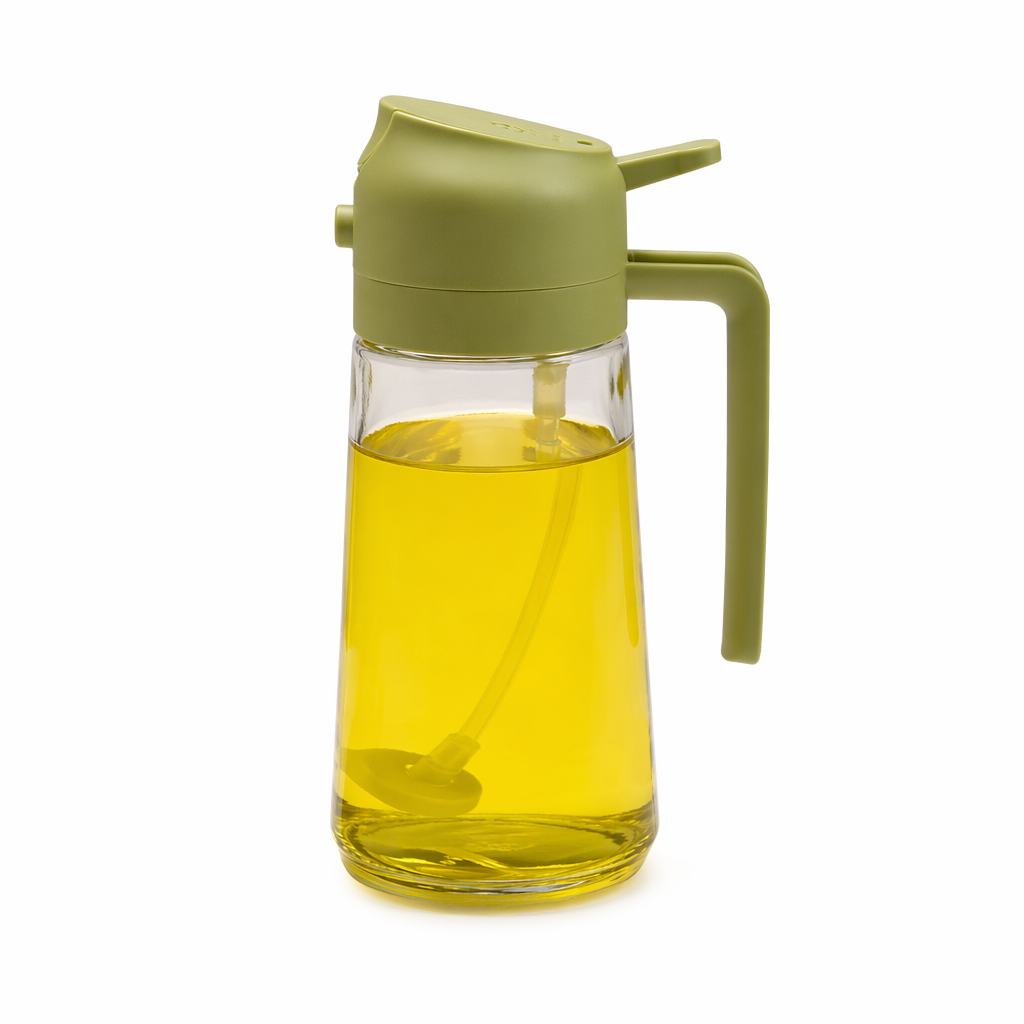 Two-in-One Oil Dispenser: Spray and Pour Functions Combined Green
