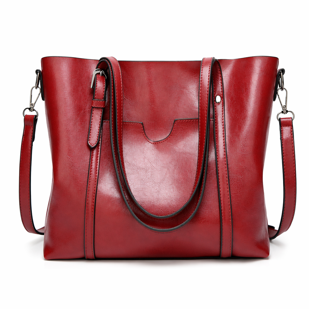 Faux Leather Tote Bag for Women Wine