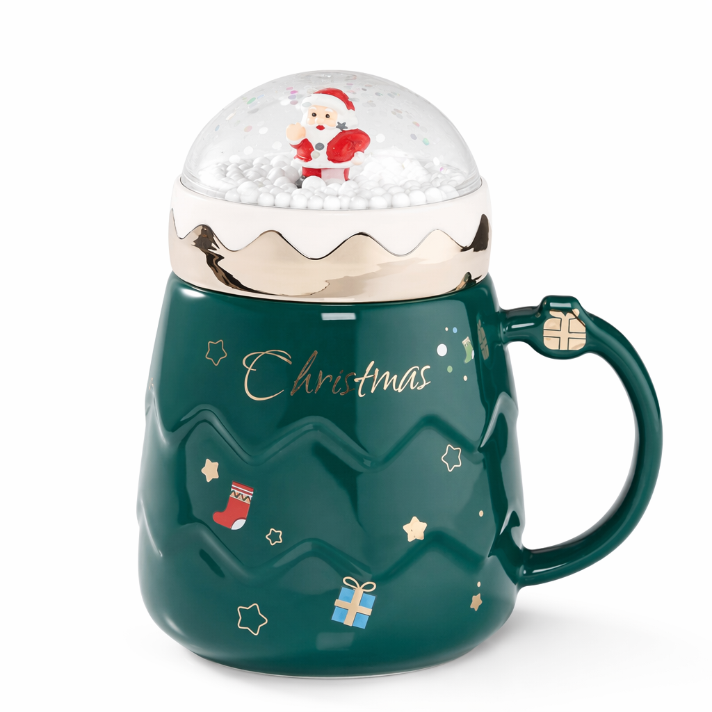 Festive Mug with Cover for Hot Drinks Green