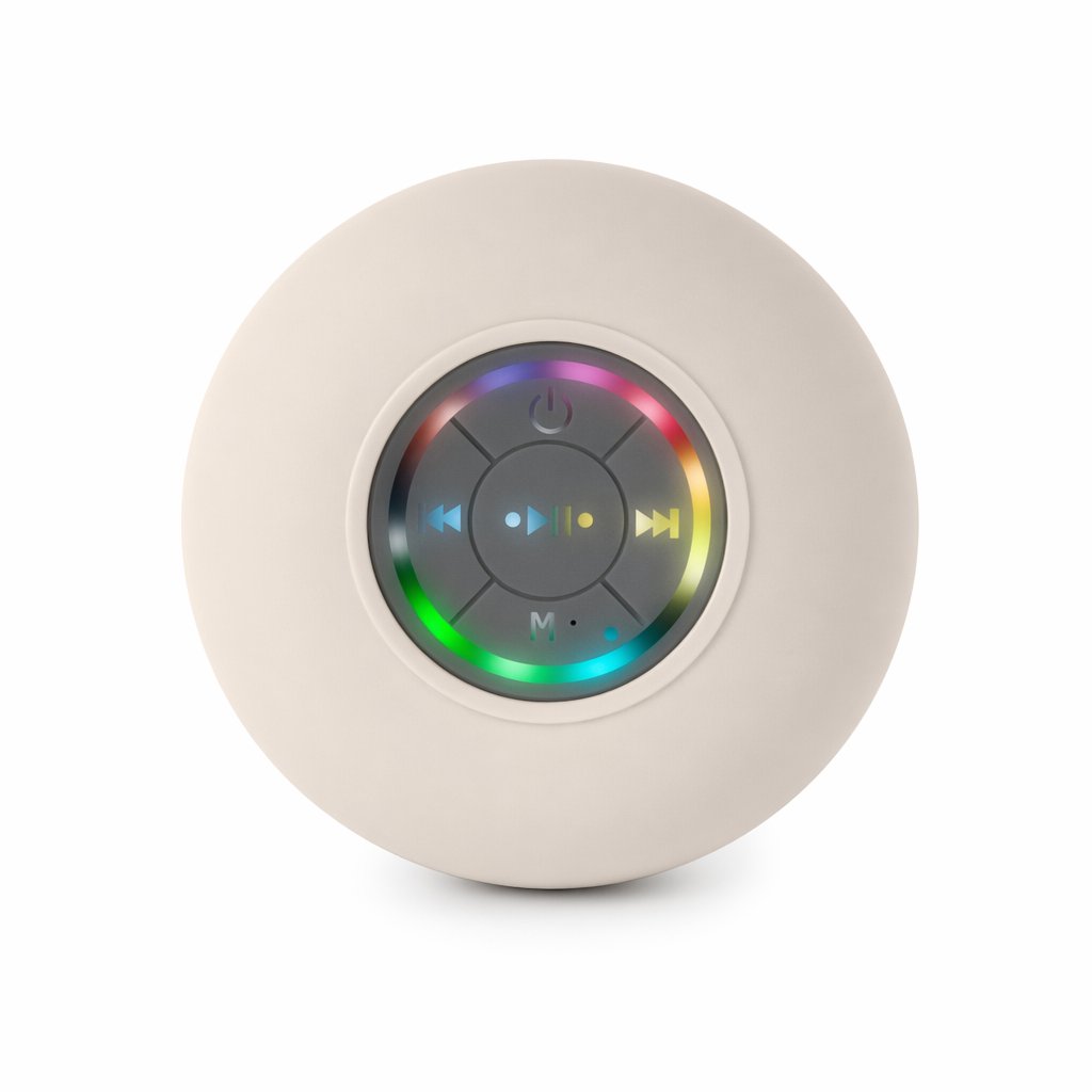 Compact Waterproof Bluetooth Speaker with RGB Lighting White