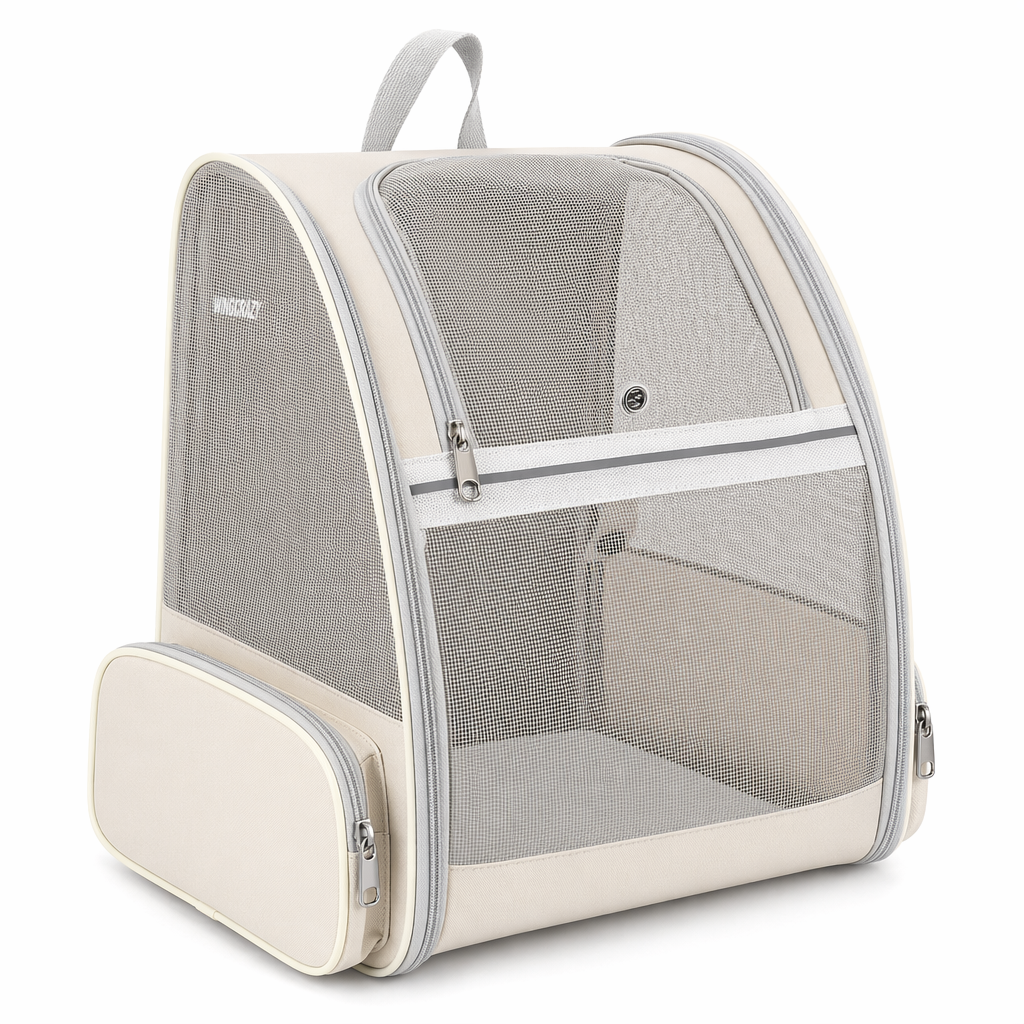 Pet Travel Backpack - Airy and Ventilated Beige