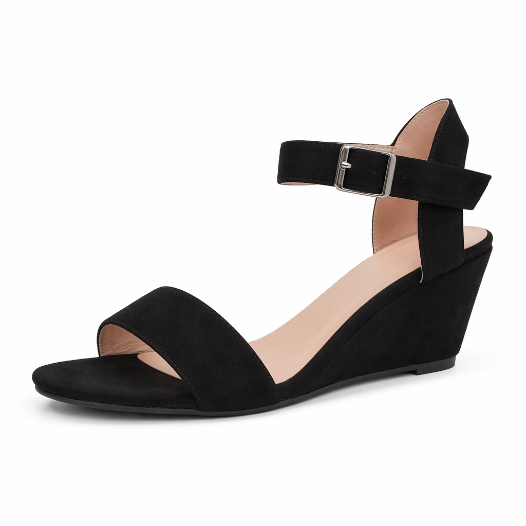 Ladies' Ethical Synthetic Wedge Sandals Black