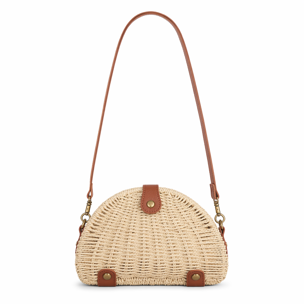 Straw Crossbody Bag - Emphasizing the Essence, Distinct from the Original Beige