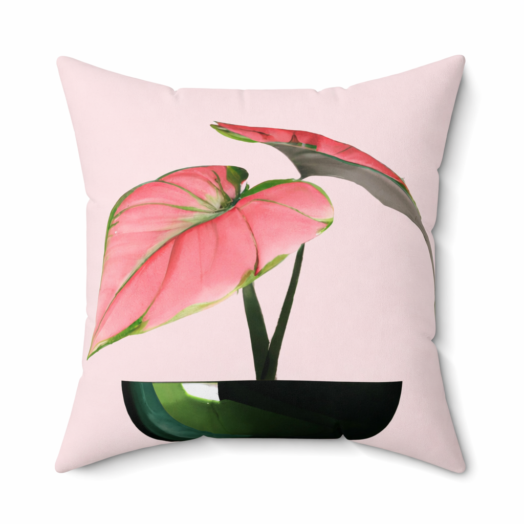 Square Pillow with Philodendron Pink Princess Design - Available in 3 Sizes Default