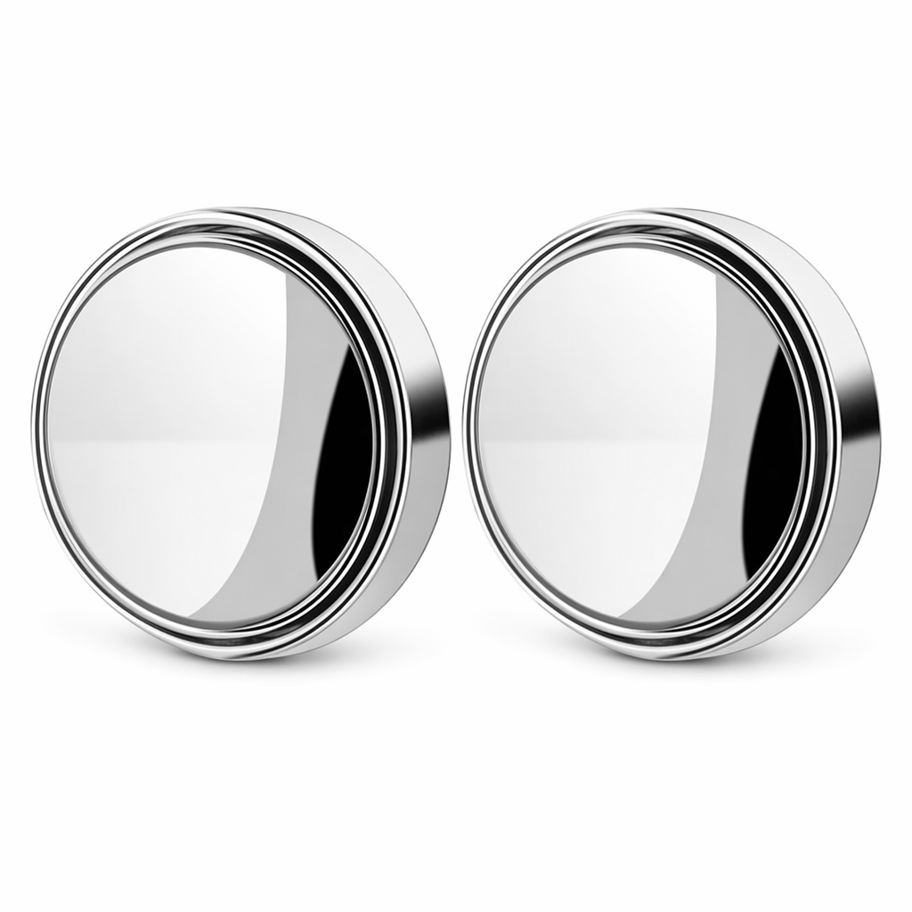 2 Piece Set of Mirrors to Eliminate Blind Spots with Adjustable Features Silver