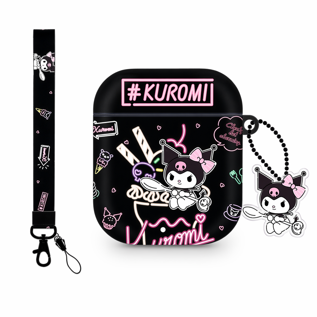 Cute AirPods Case with Kawaii Design Black