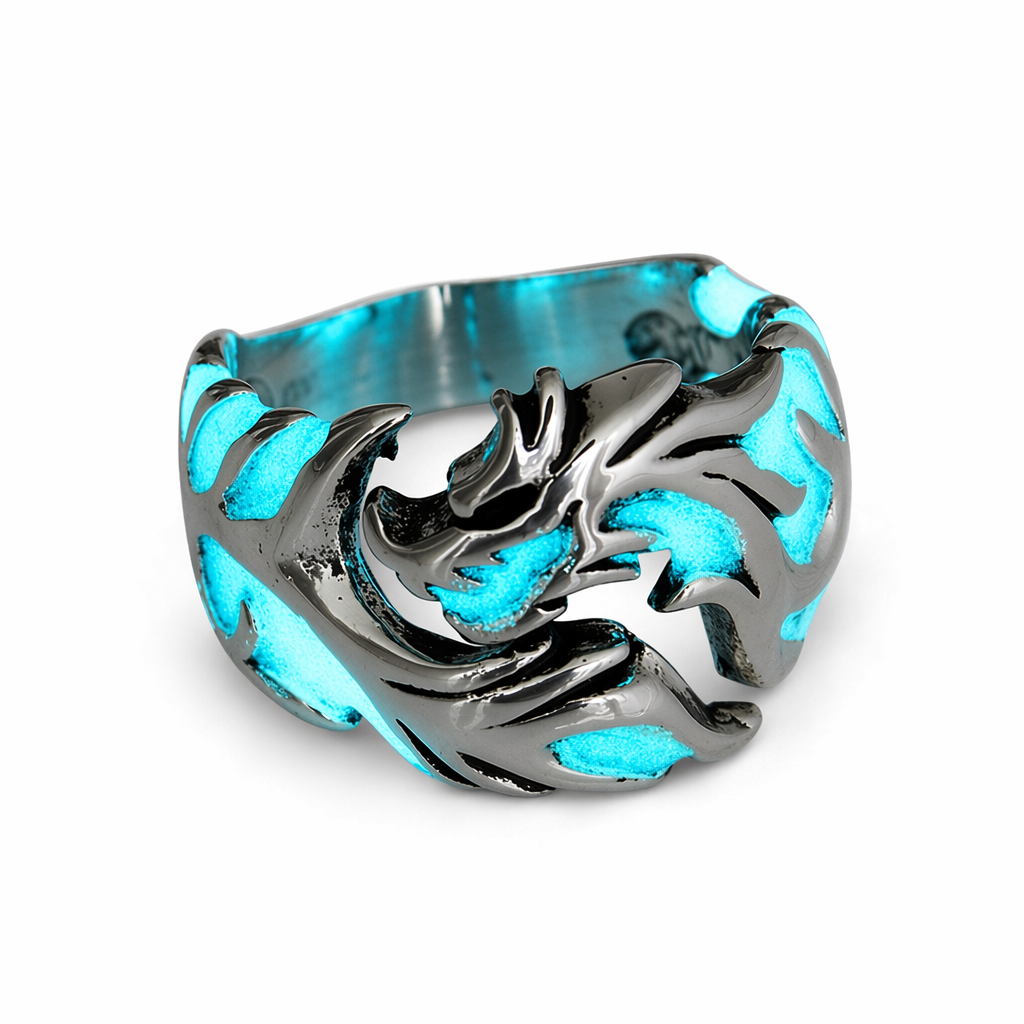 Glow in the Dark Dragon Ring for Men Blue