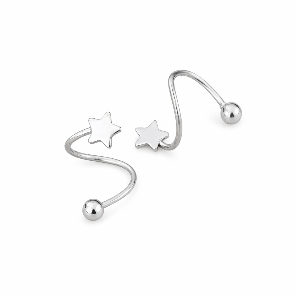Sleek Star Studs Silver-4