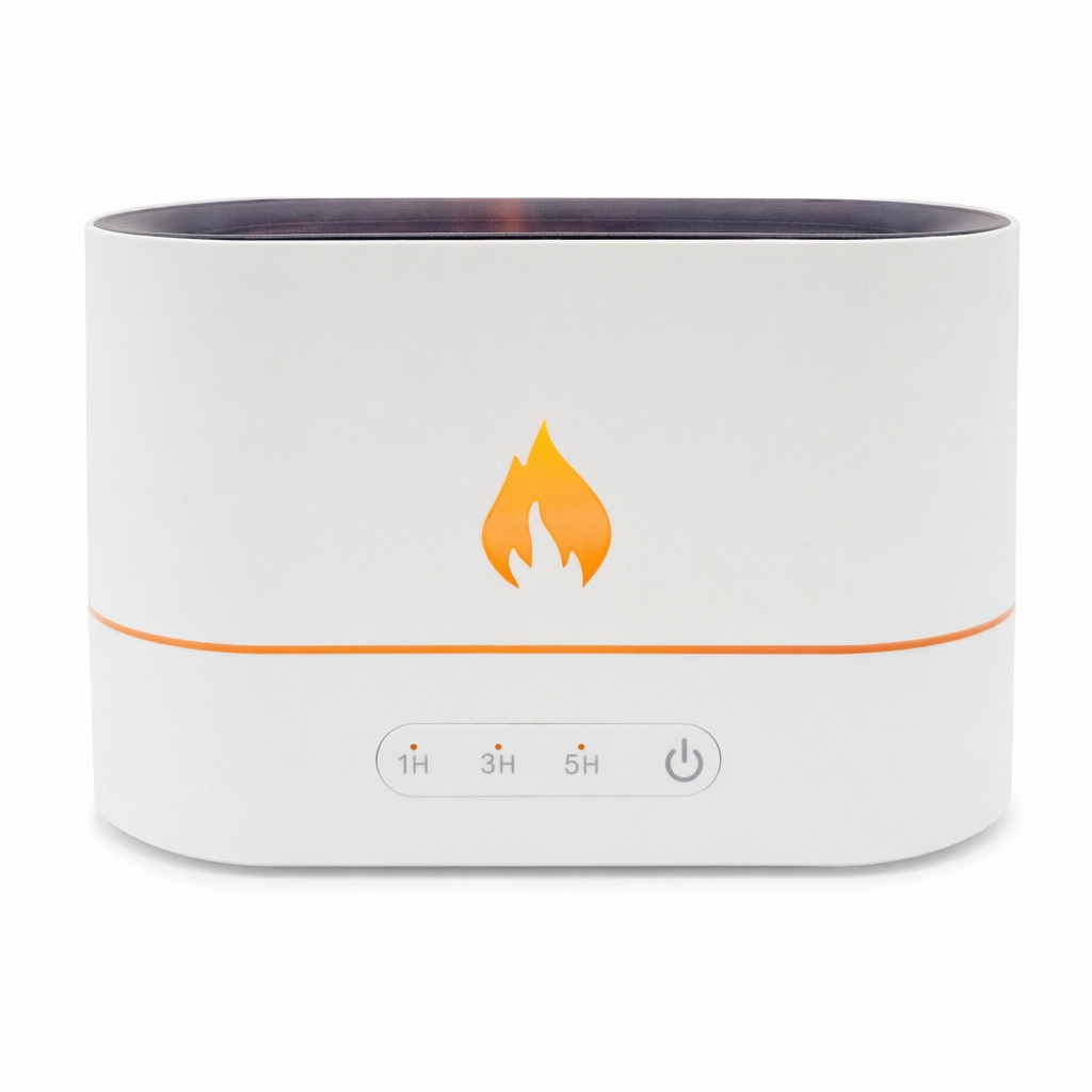 Essential Oil Diffuser with Fiery Effect and Timer White