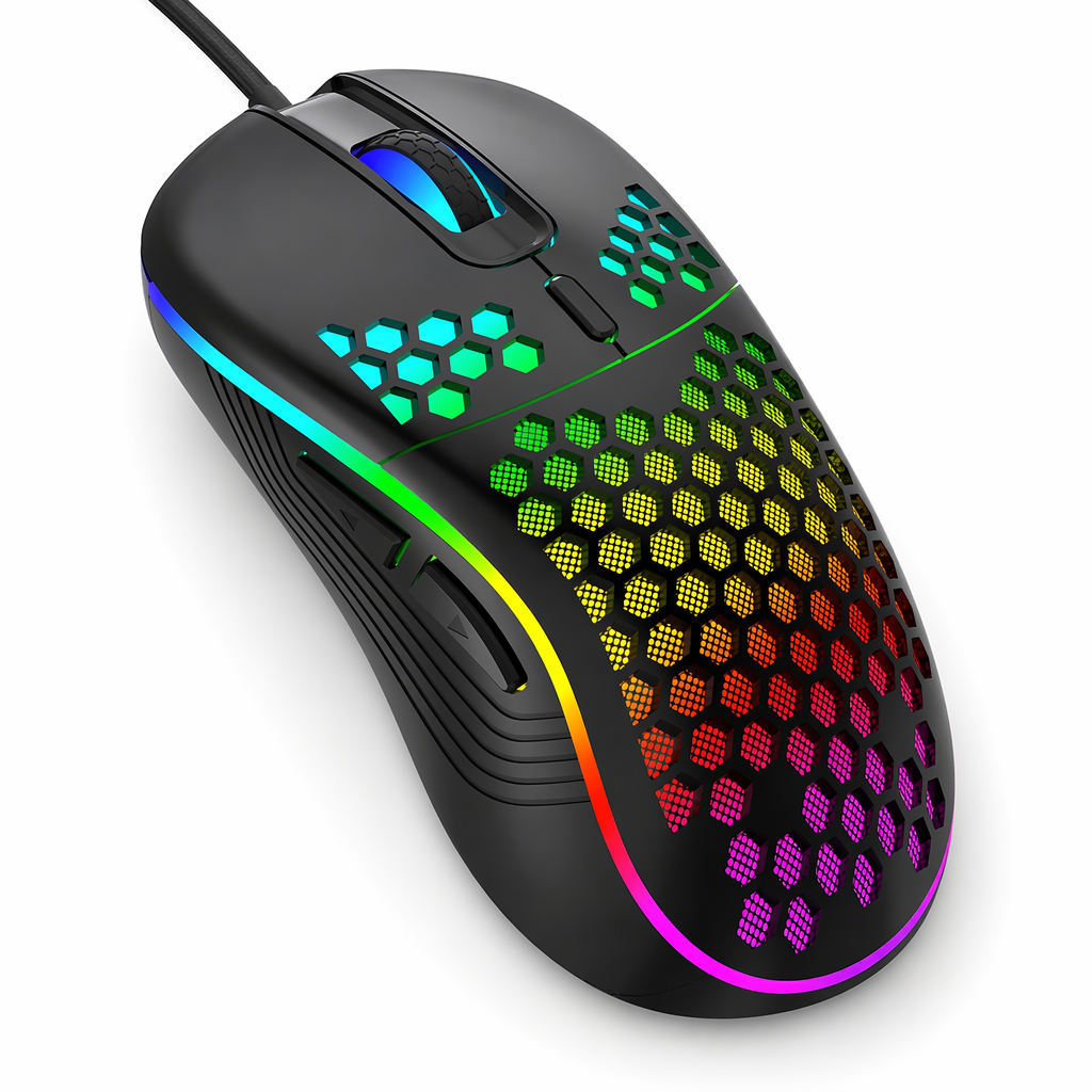 Adjustable DPI Gaming Mouse with RGB Lighting Black