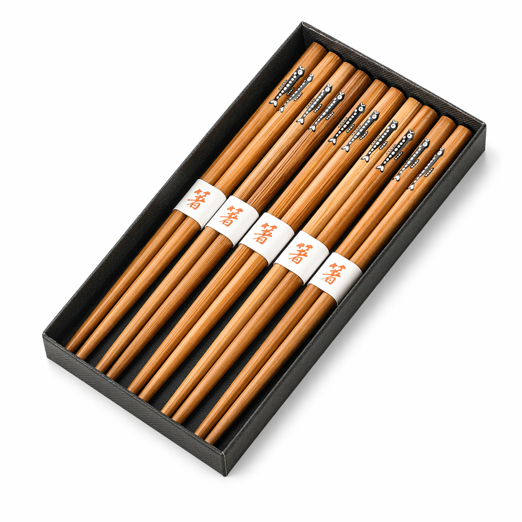 Japanese Wooden Chopsticks Fish Pattern B