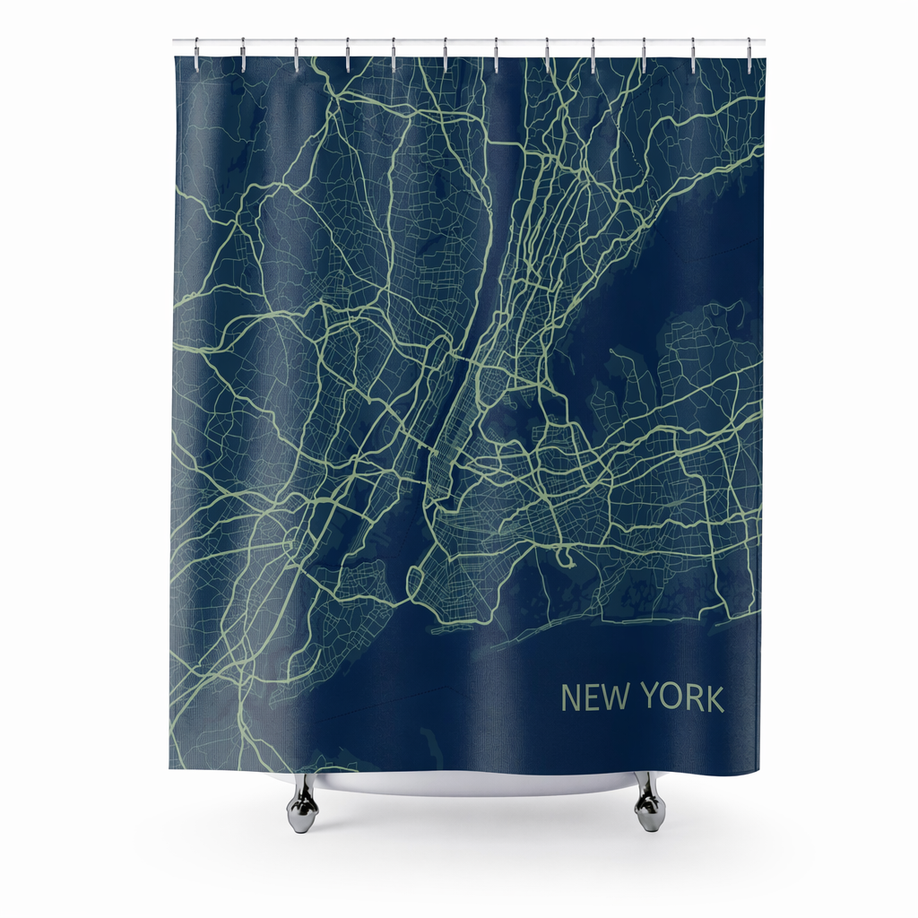 Shower Curtain Featuring a Map of New York City Default