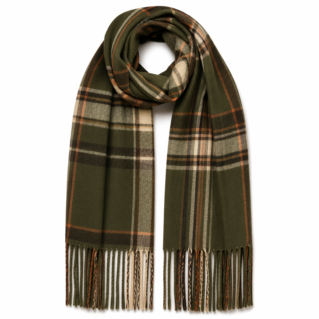 Traditional Plaid Gift Wrap Scarf Light Green