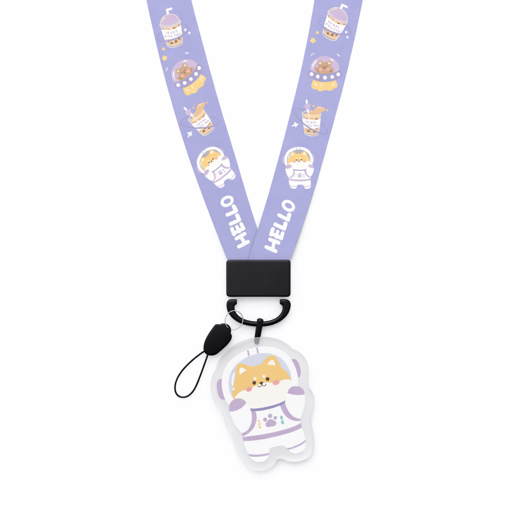 Cute Animal Lanyard with Charm Hello Astronaut