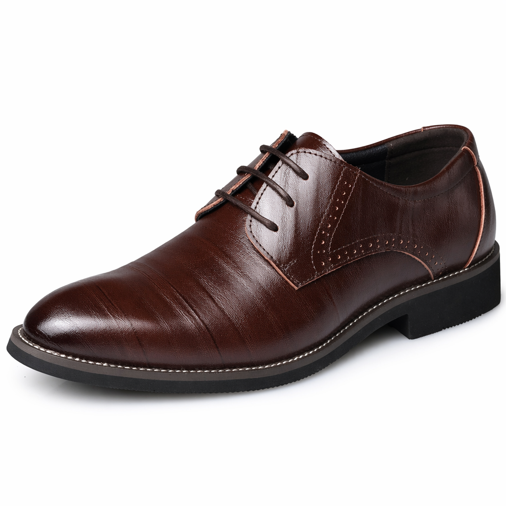 Leather Oxford Shoes for Men's Semi-Formal Attire Dark Brown