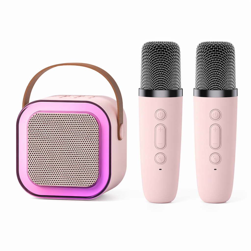 "" Wireless Mini Speaker with Dual Microphones and RGB Lighting Pink