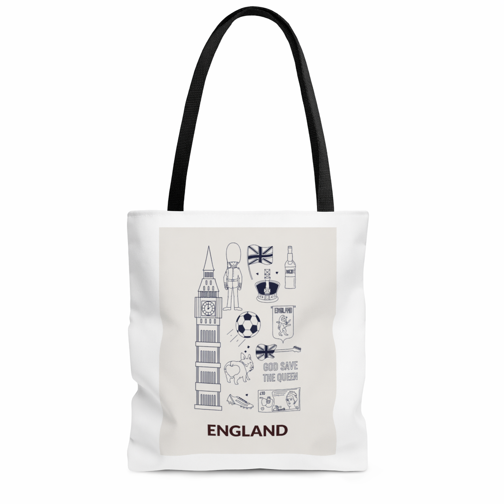 Everyday Shopper Tote Bag Medium Featuring Symbols of ENGLAND Default