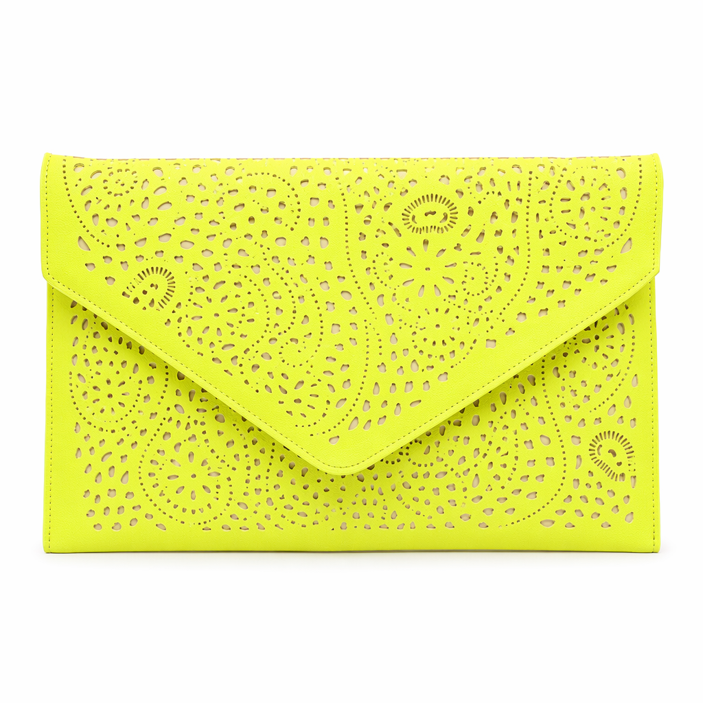 Chain Strap Laser-Cut Clutch by Coseey: A Revised Title YELLOW