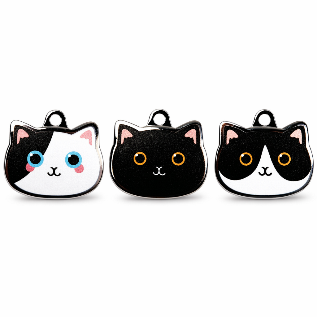 Cute Black Cat ID Tag with Engraving Default