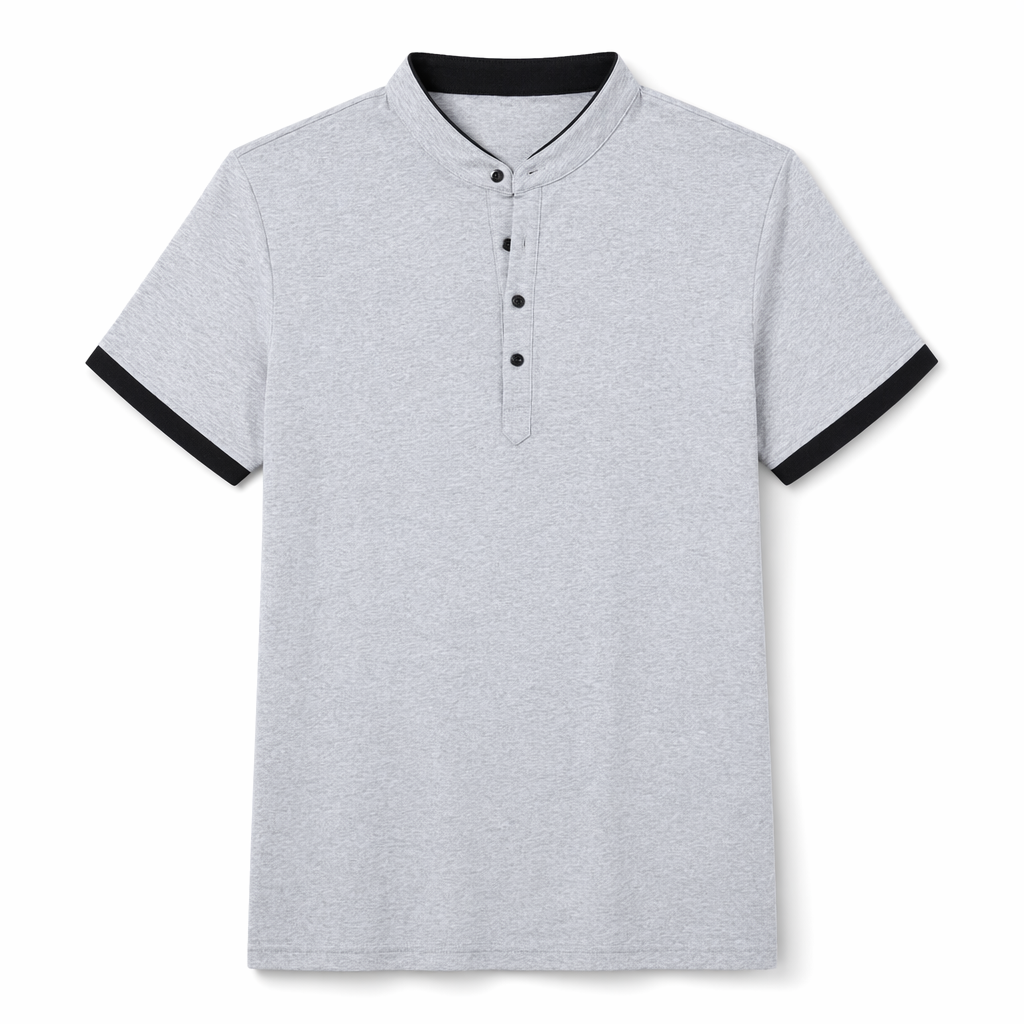 Stand Collar Men's Tee Gray